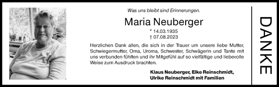 Traueranzeige von Maria Neuberger von Siegener Zeitung