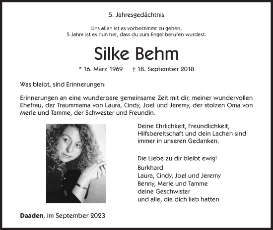 Traueranzeige von Silke Behm von Siegener Zeitung