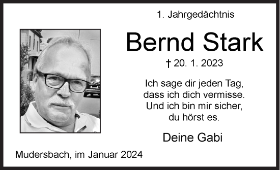 Traueranzeige von Bernd Stark von Siegener Zeitung