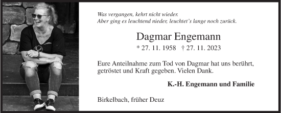Traueranzeige von Dagmar Engemann von Siegener Zeitung