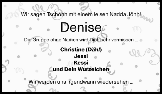 Traueranzeige von Denise  von Siegener Zeitung