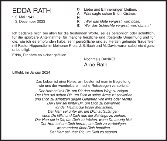 Traueranzeige von Edda Rath von Siegener Zeitung