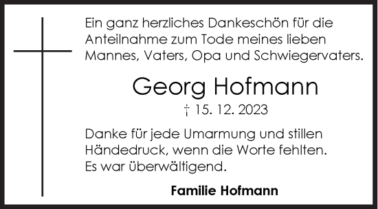 Traueranzeige von Georg Hofmann von Siegener Zeitung