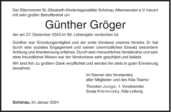 Traueranzeige von Günther Gröger von Siegener Zeitung
