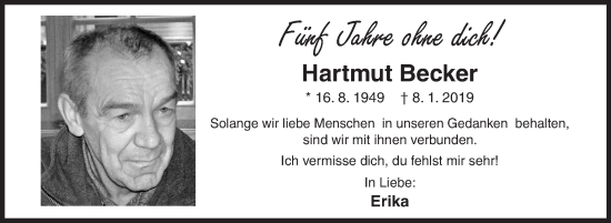 Traueranzeige von Hartmut Becker von Siegener Zeitung