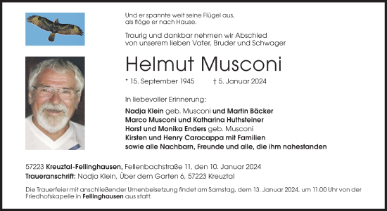Traueranzeige von Helmut Musconi von Siegener Zeitung