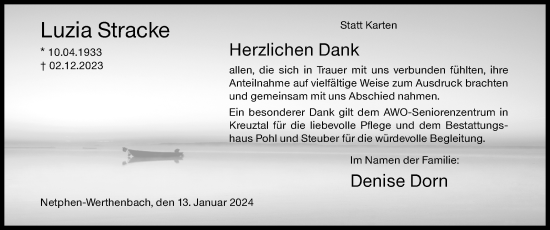 Traueranzeige von Luzia Stracke von Siegener Zeitung