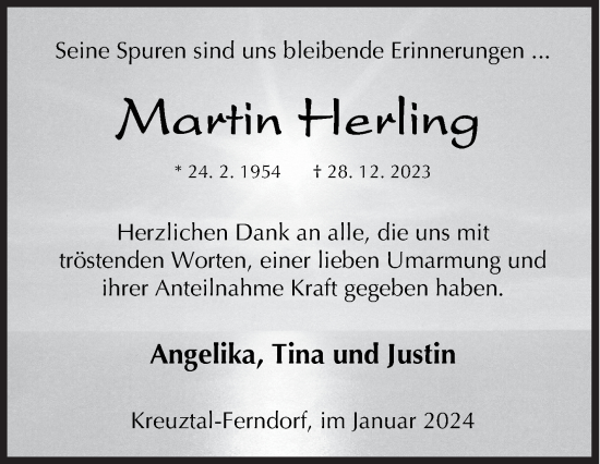 Traueranzeige von Martin Herling von Siegener Zeitung