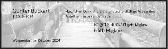 Traueranzeige von Günter Bückart von Siegener Zeitung