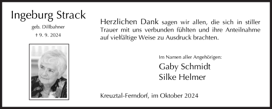 Traueranzeige von Ingeburg Strack von Siegener Zeitung
