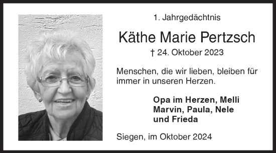 Traueranzeige von Käthe Marie Pertzsch von Siegener Zeitung