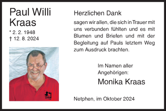 Traueranzeige von Paul Willi Kraas von Siegener Zeitung
