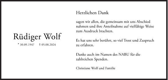 Traueranzeige von Rüdiger Wolf von Siegener Zeitung
