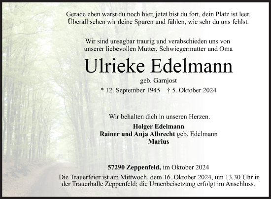 Traueranzeige von Ulrieke Edelmann von Siegener Zeitung