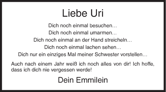 Traueranzeige von Uri  von Siegener Zeitung