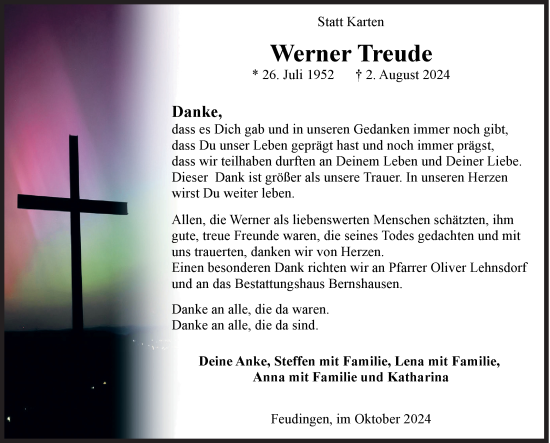 Traueranzeige von Werner Treude von Siegener Zeitung