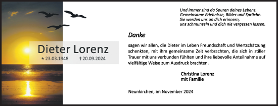 Traueranzeige von Dieter Lorenz von Siegener Zeitung