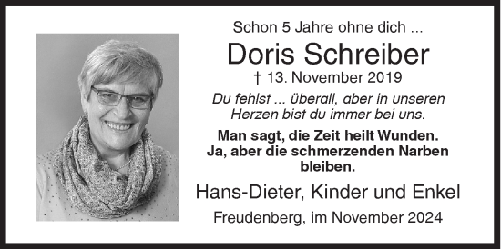 Traueranzeige von Doris Schreiber von Siegener Zeitung