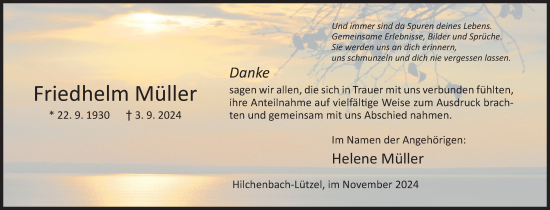 Traueranzeige von Friedhelm Müller von Siegener Zeitung
