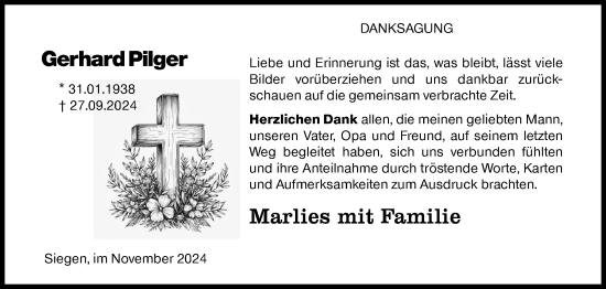 Traueranzeige von Gerhard Pilger von Siegener Zeitung