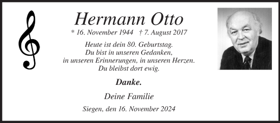 Traueranzeige von Hermann Otto von Siegener Zeitung