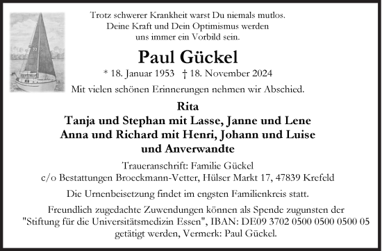 Traueranzeige von Paul Gückel von Siegener Zeitung