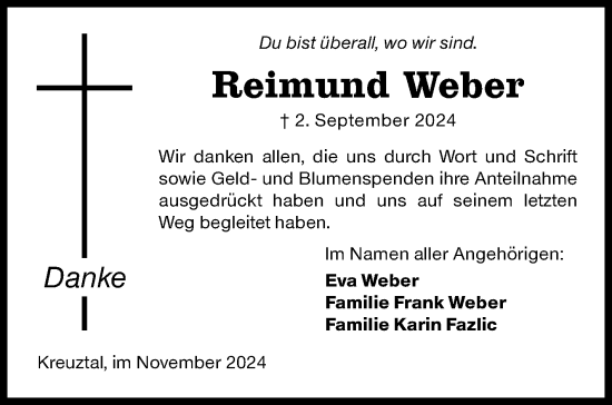 Traueranzeige von Reimund Weber von Siegener Zeitung