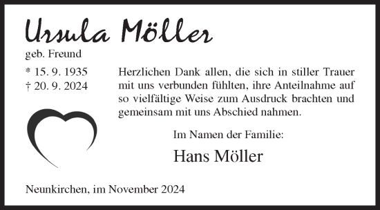 Traueranzeige von Ursula Möller von Siegener Zeitung