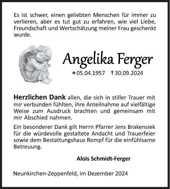 Traueranzeige von Angelika Ferger von Siegener Zeitung
