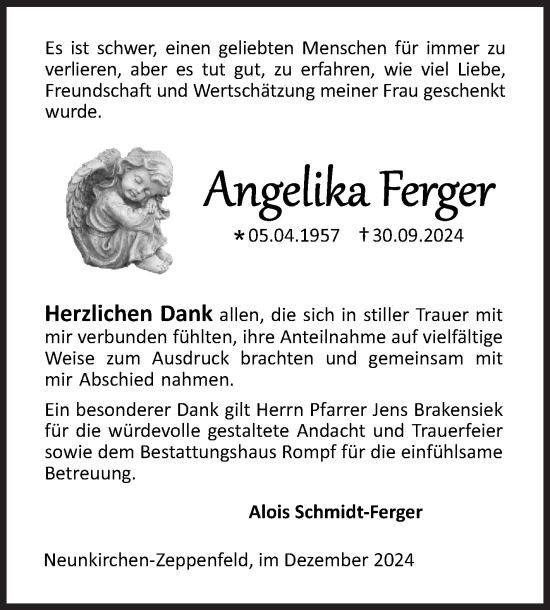 Traueranzeige von Angelika Ferger von Siegener Zeitung