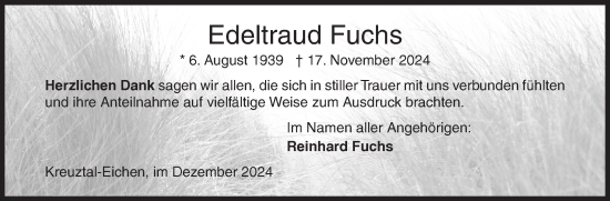 Traueranzeige von Edeltraud Fuchs von Siegener Zeitung