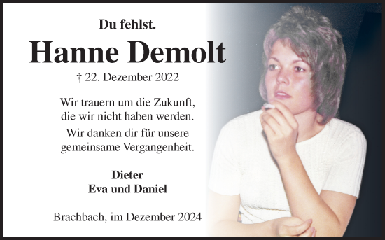 Traueranzeige von Hanne Demolt von Siegener Zeitung