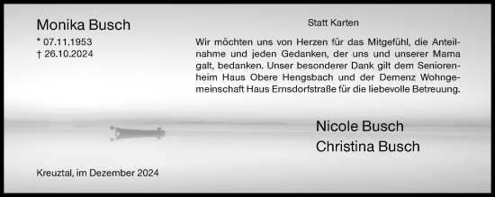 Traueranzeige von Monika Busch von Siegener Zeitung