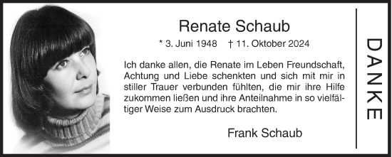 Traueranzeige von Renate Schaub von Siegener Zeitung