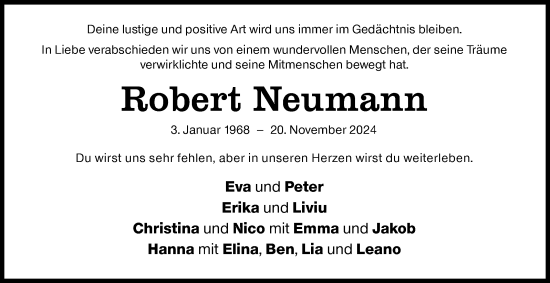 Traueranzeige von Robert Neumann von Siegener Zeitung