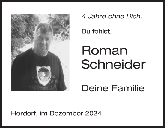 Traueranzeige von Roman Schneider von Siegener Zeitung