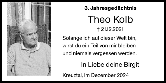 Traueranzeige von Theo Kolb von Siegener Zeitung