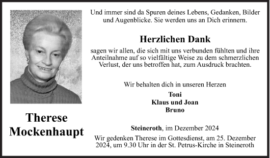 Traueranzeige von Therese Mockenhaupt von Siegener Zeitung