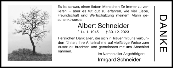 Traueranzeige von Albert Schneider von Siegener Zeitung