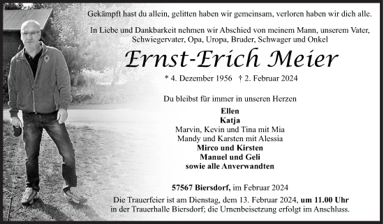 Traueranzeige von Ernst-Erich Meier von Siegener Zeitung