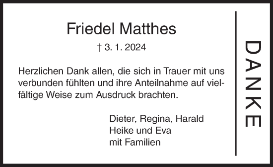 Traueranzeige von Friedel Matthes von Siegener Zeitung