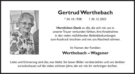 Traueranzeige von Gertrud Werthebach von Siegener Zeitung