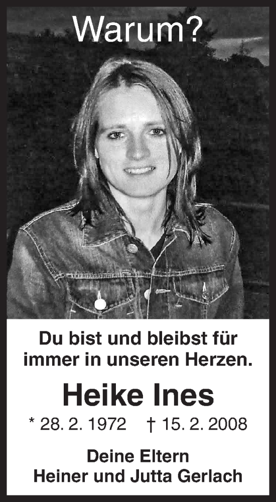Traueranzeige von Heike Ines Gerlach von Siegener Zeitung