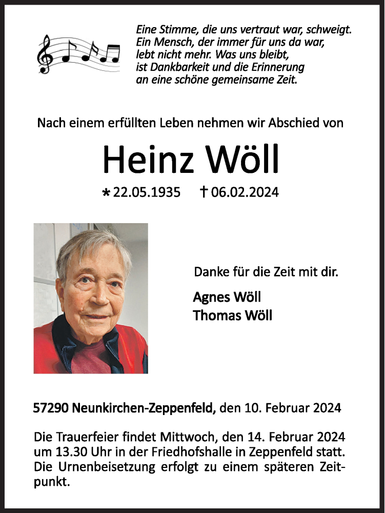  Traueranzeige für Heinz Wöll vom 10.02.2024 aus Siegener Zeitung