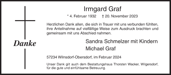 Traueranzeige von Irmgard Graf von Siegener Zeitung