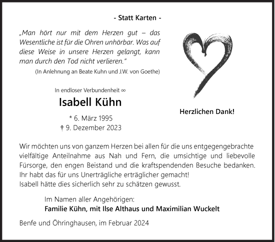 Traueranzeige von Isabell Kühn von Siegener Zeitung