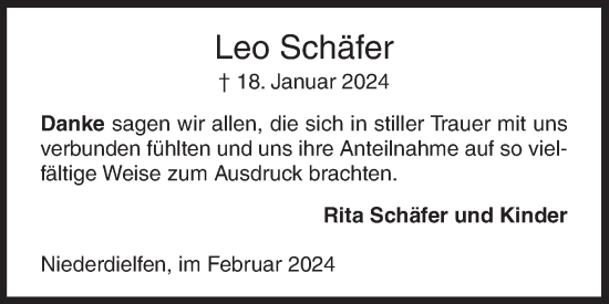 Traueranzeige von Leo Schäfer von Siegener Zeitung