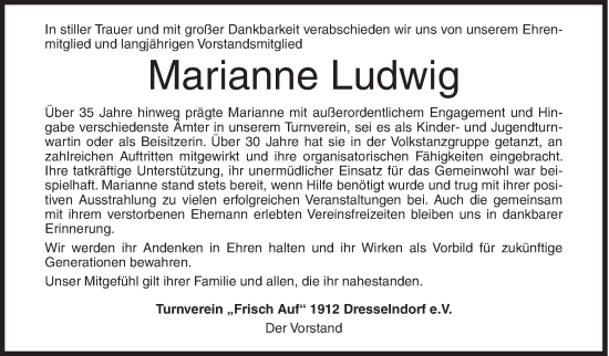 Traueranzeige von Marianne Ludwig von Siegener Zeitung