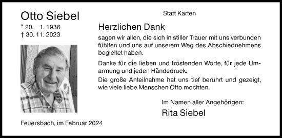 Traueranzeige von Otto Siebel von Siegener Zeitung