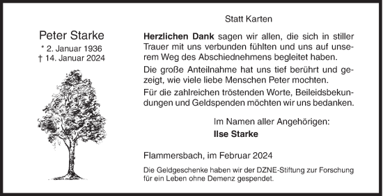 Traueranzeige von Peter Starke von Siegener Zeitung